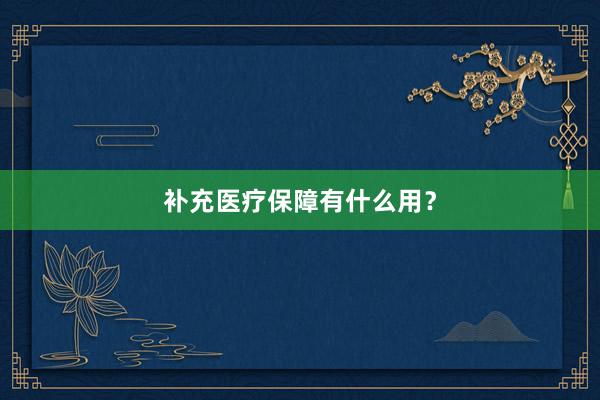 补充医疗保障有什么用？